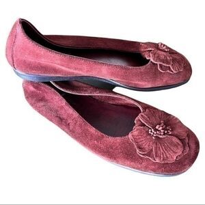 Dexter Red Leather Suede Flats Slip On Round Toe Comfort Shoes Women Size 6